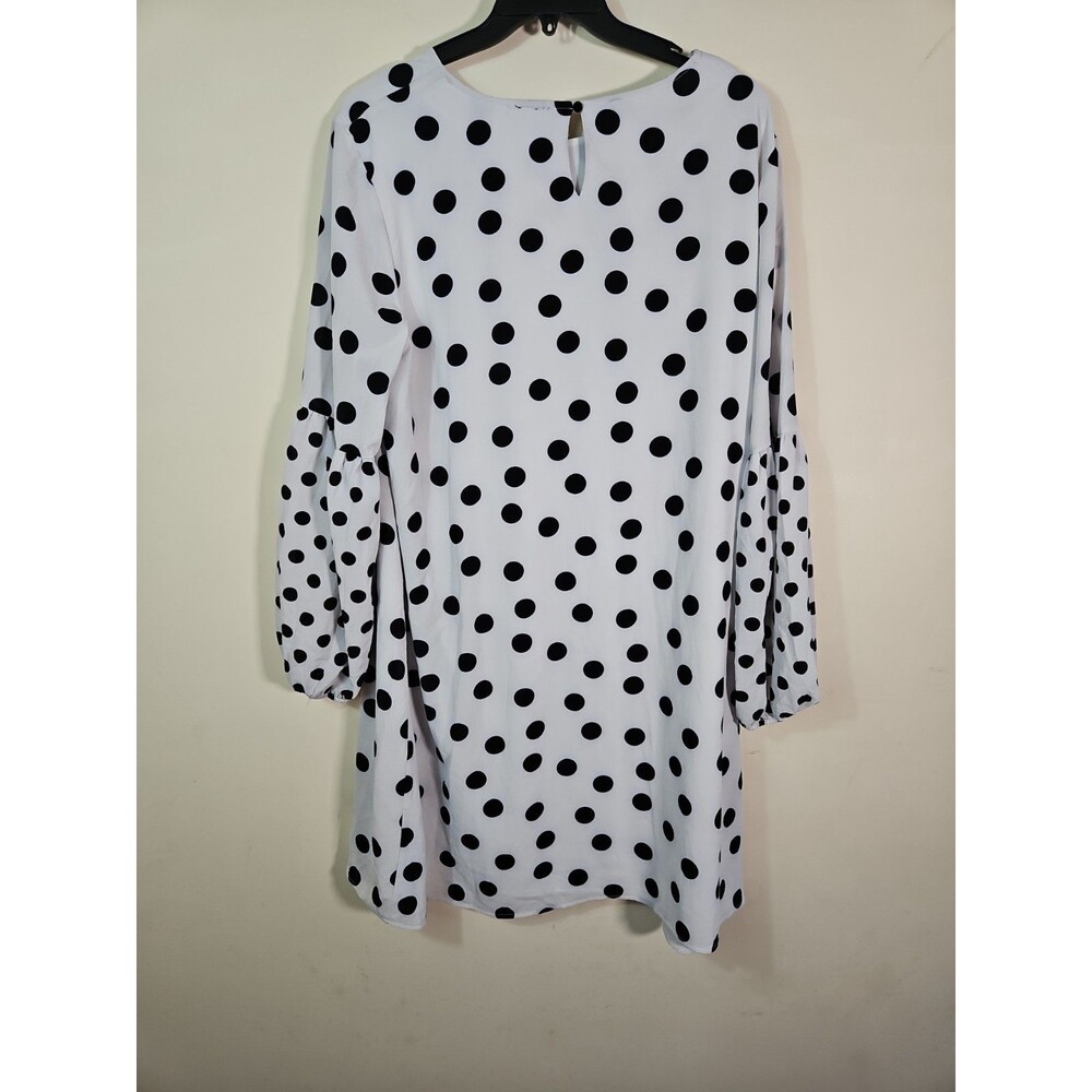 Cocomo Women Plus Size 2x Polka Dot Classy Black White Long Sleeve Dress Knee L - Picture 8 of 11